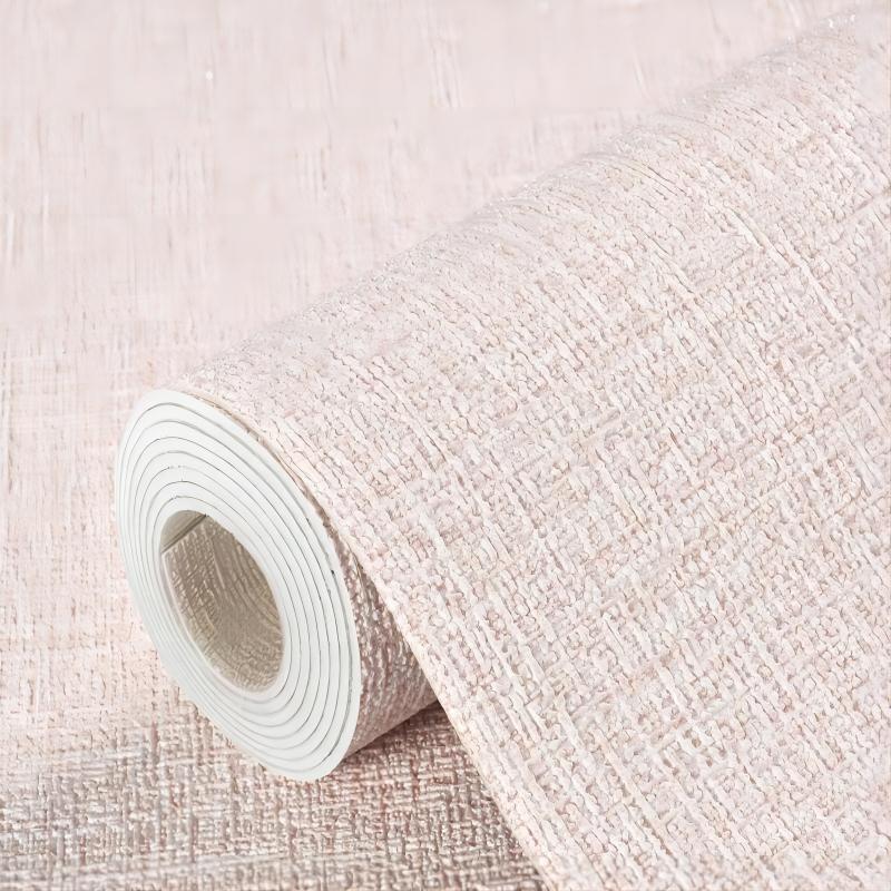 50cmX2.8M/10m Linen 3D Foam Self-adhesive Solid Color PVC Thickened Waterproof Background Wall Renovation Wallpaper Wall Sticker