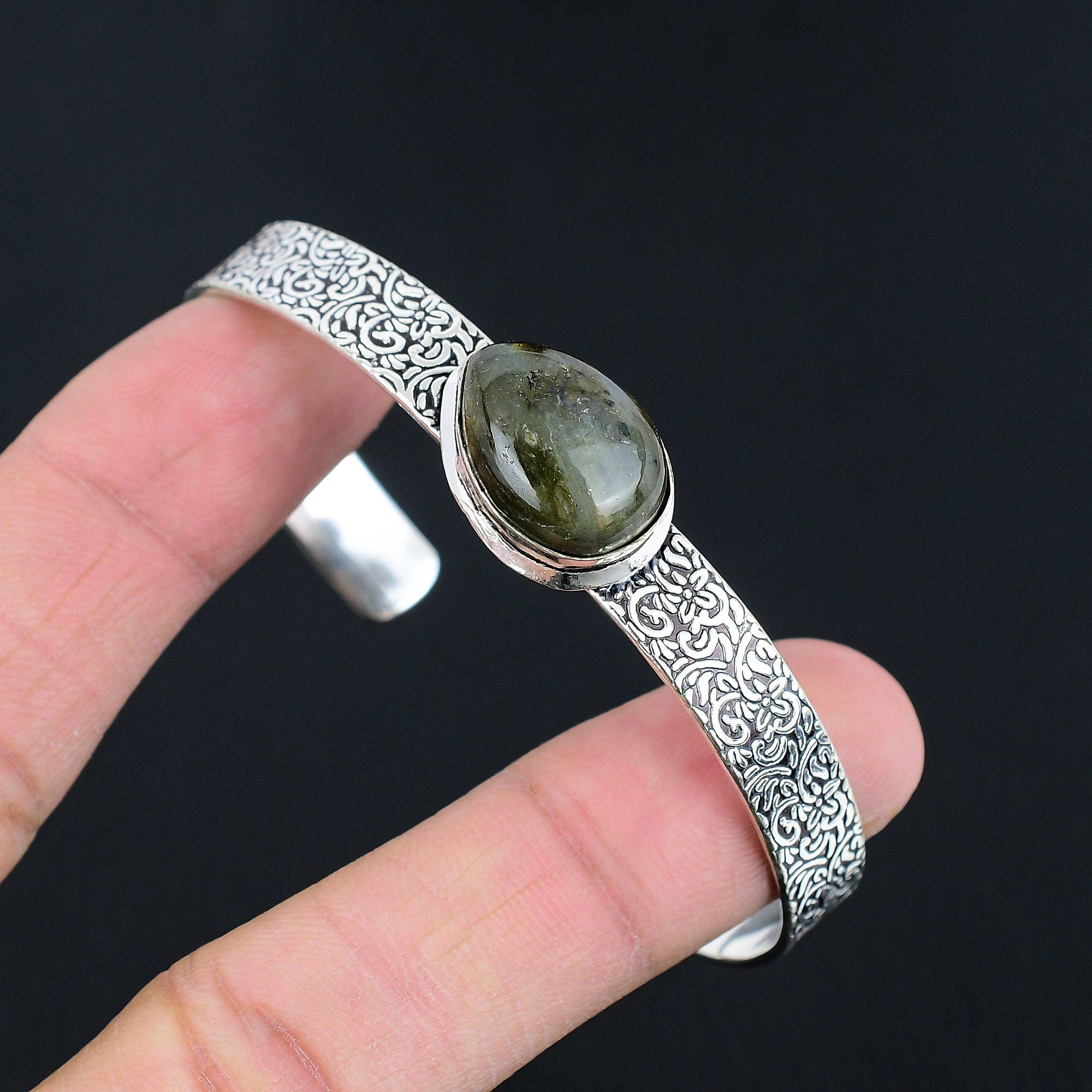 

Распродажа ко Дню женщин Серебро 925 пробы Камень лабрадорит Сестра Мастер Новый браслет-манжета Adjustable