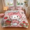 3pcs My Melody's Sweet Strawberry Basket Adventure Quilt Set - Soft and Comfortable Bedroom, Guest Room and Dorm Decor Bedding Set H080