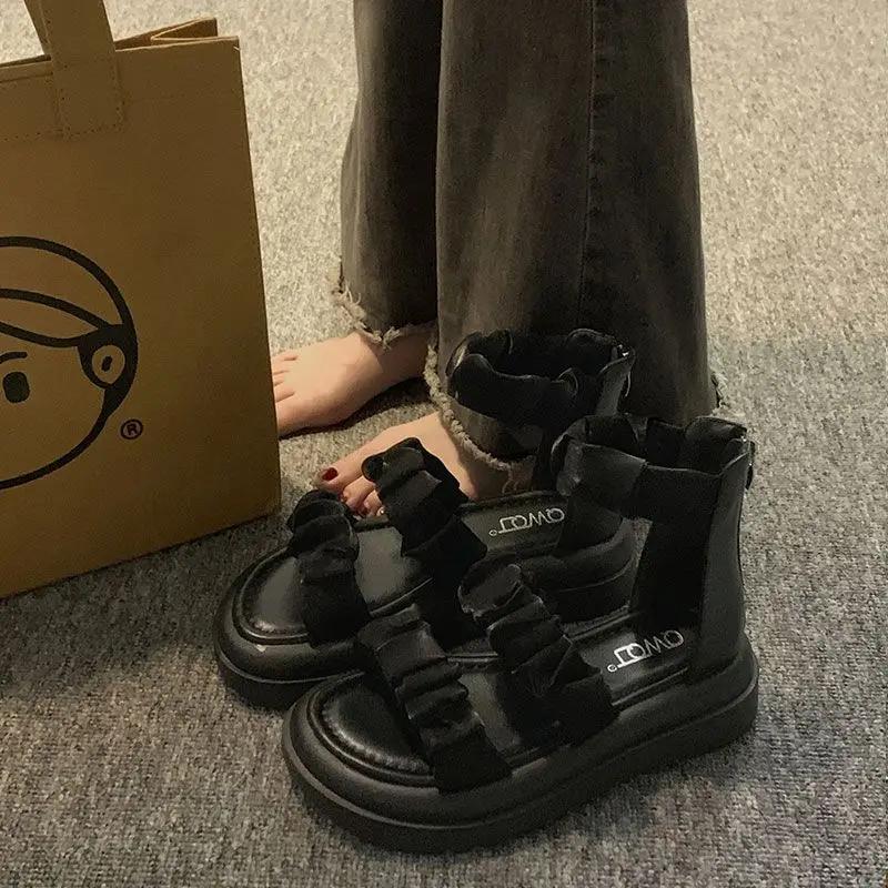 Fashion Wedge With Platform Waterproof Roman Style Woman Shoes Asian Size Luxury Summer 2025 Trend Comfort Korea Sale Sandals for Women