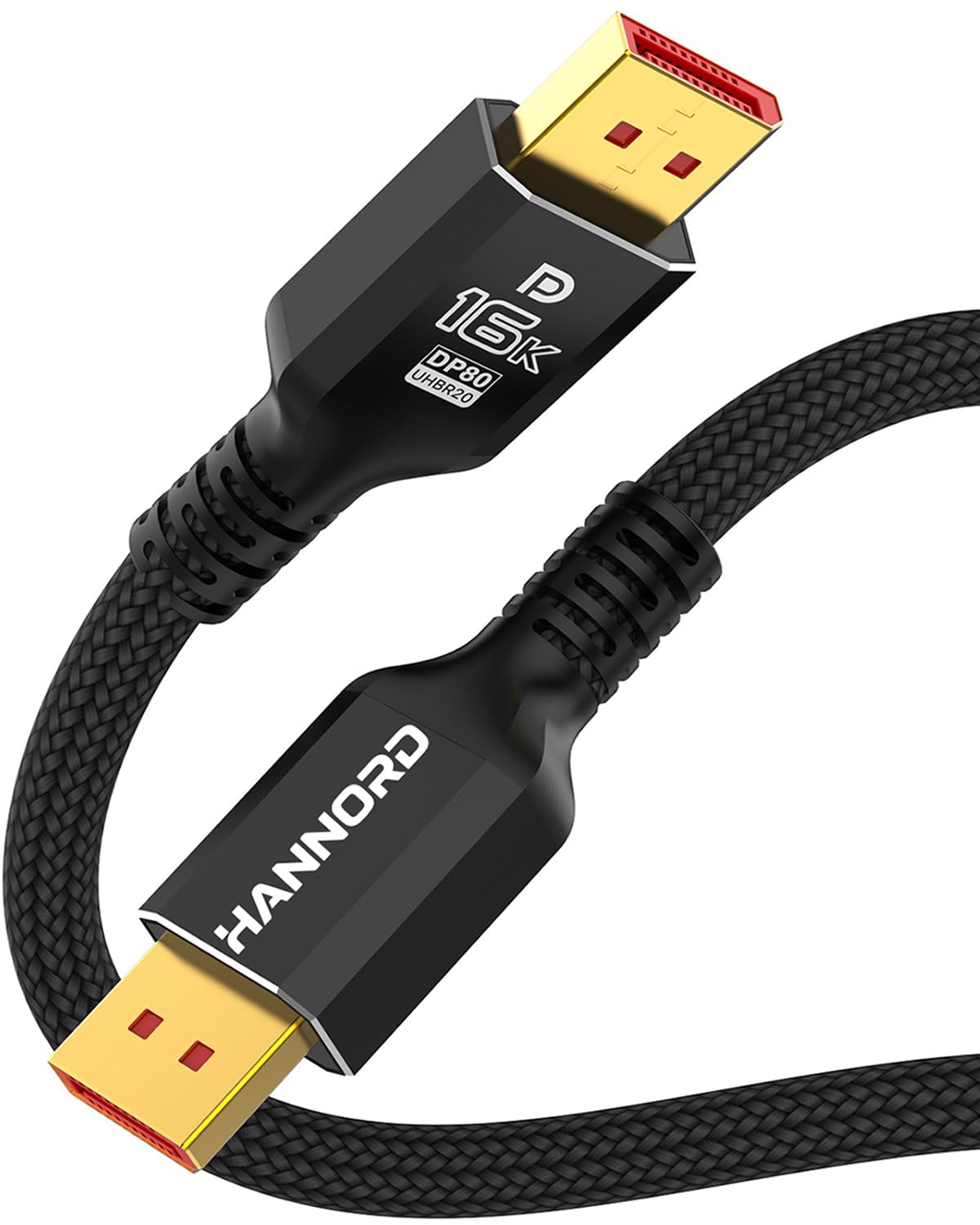 

HANNORD 16K DisplayPort 2 DisplayPort UHBR20 80Gbps HDR FreeSync Nylon Braided Plugs Bidirectional Cable for Gaming and KVMs Cable, Meter, DP2.1