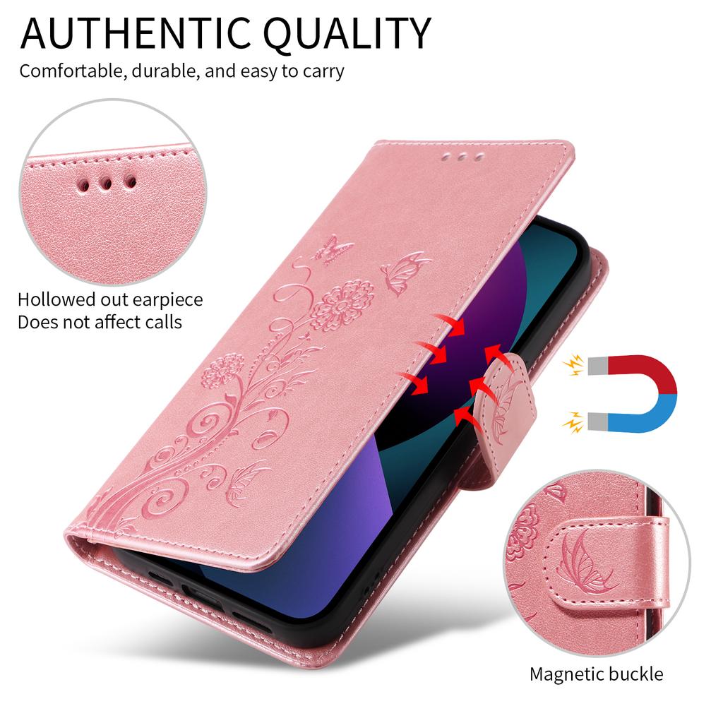 For Vivo Y29s 5G/Y04 4G Case Butterfly Floral Imprint Wallet Stand Leather Phone Cover