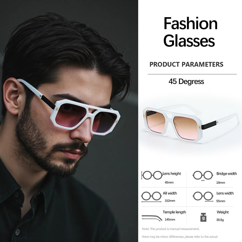 Sunglasses Men Art Geometry Double Frame Eyeglasses Double Beam Eyeglasses Square Shape Frame Modern Minimalist Commuting Items