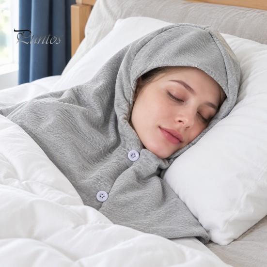 Windproof Winter Gear Cotton Sleep Hood Cap, Warm Head Neck And Shoulder Sleeping Cozy Wrap Adjustable Snap Buttons Soft Breathable Thermal