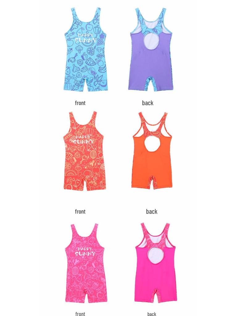 2025 Girls' Quick-Dry One-Piece Swimsuit for Middle & Big Kids - Professional Training & Hot Spring Design
