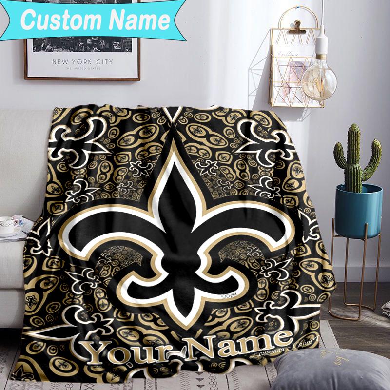 Custom Name Blanket Golden Saints Logo Blanket Bedding Blanket for Travel, Camping, Living Rooms, Offices, Sofas, Fan Christmas gift