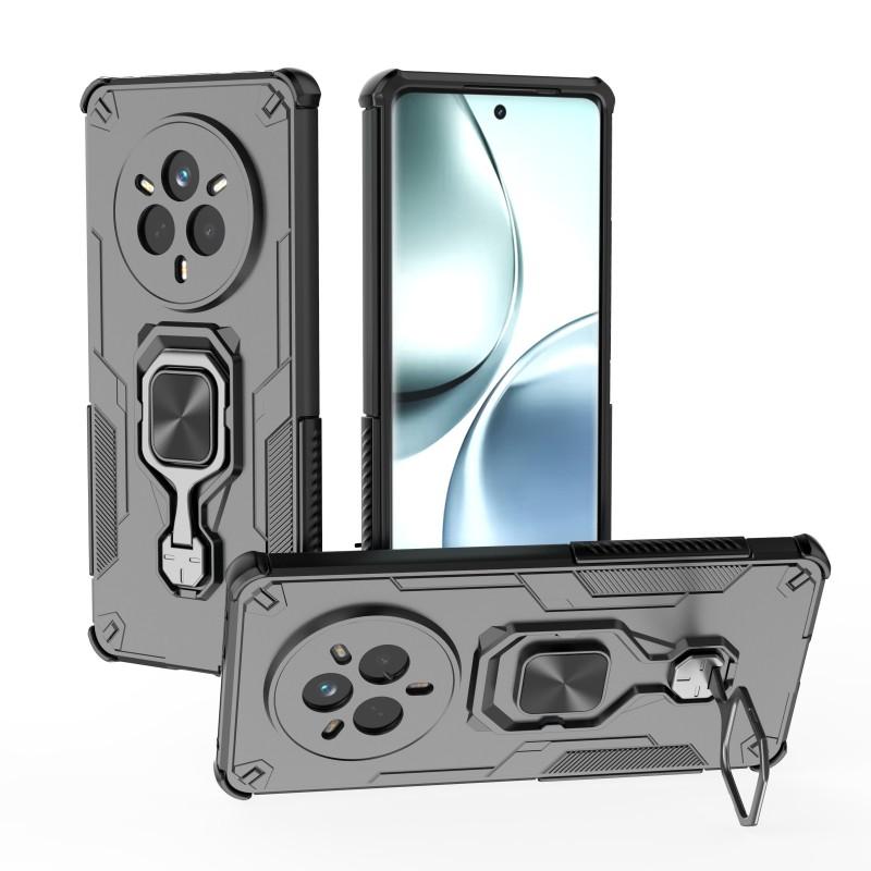 For Realme 14 Pro 5G Phone Case WANLONFENG PC TPU Back Cover Kickstand with Tempered Glass