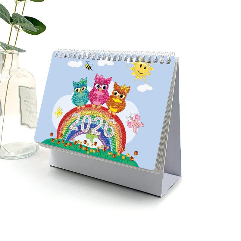 

2026 Diamond Painting Monthly Calendar Different Patterns Each Page DIY Diamond Painting Kit Desktop Ornament