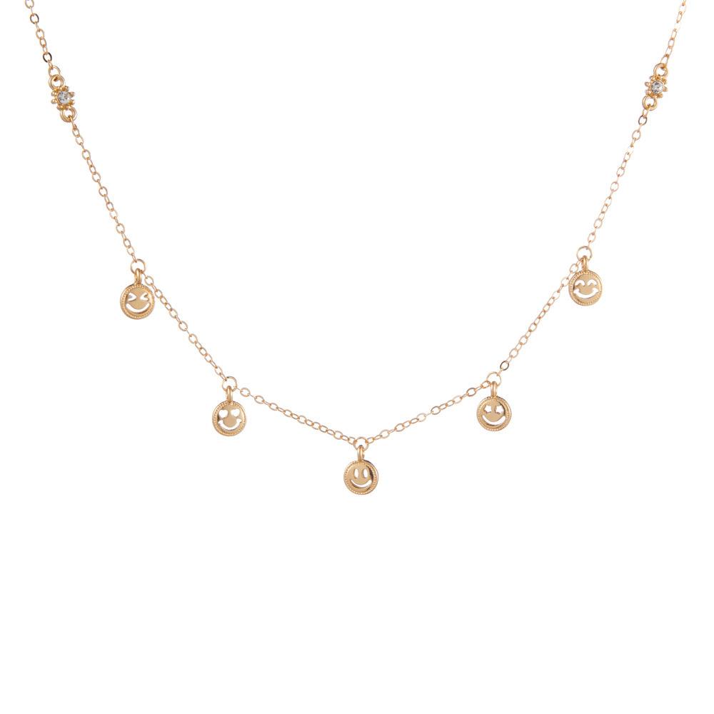 

Fashion Smiley Forward Face Necklace In Beautiful Gold And Silver For Modern Women золотий