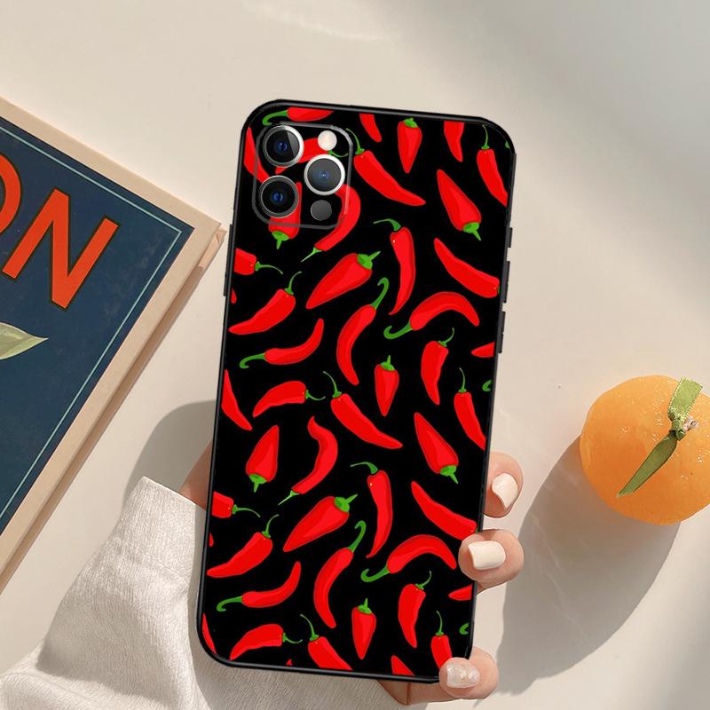 Red Chilli Pepper Pattern Funda Case For iPhone 16 15 14 Pro Max 11 12 13 Pro Max Mini XR 16 15 Plus 16e Phone Cover
