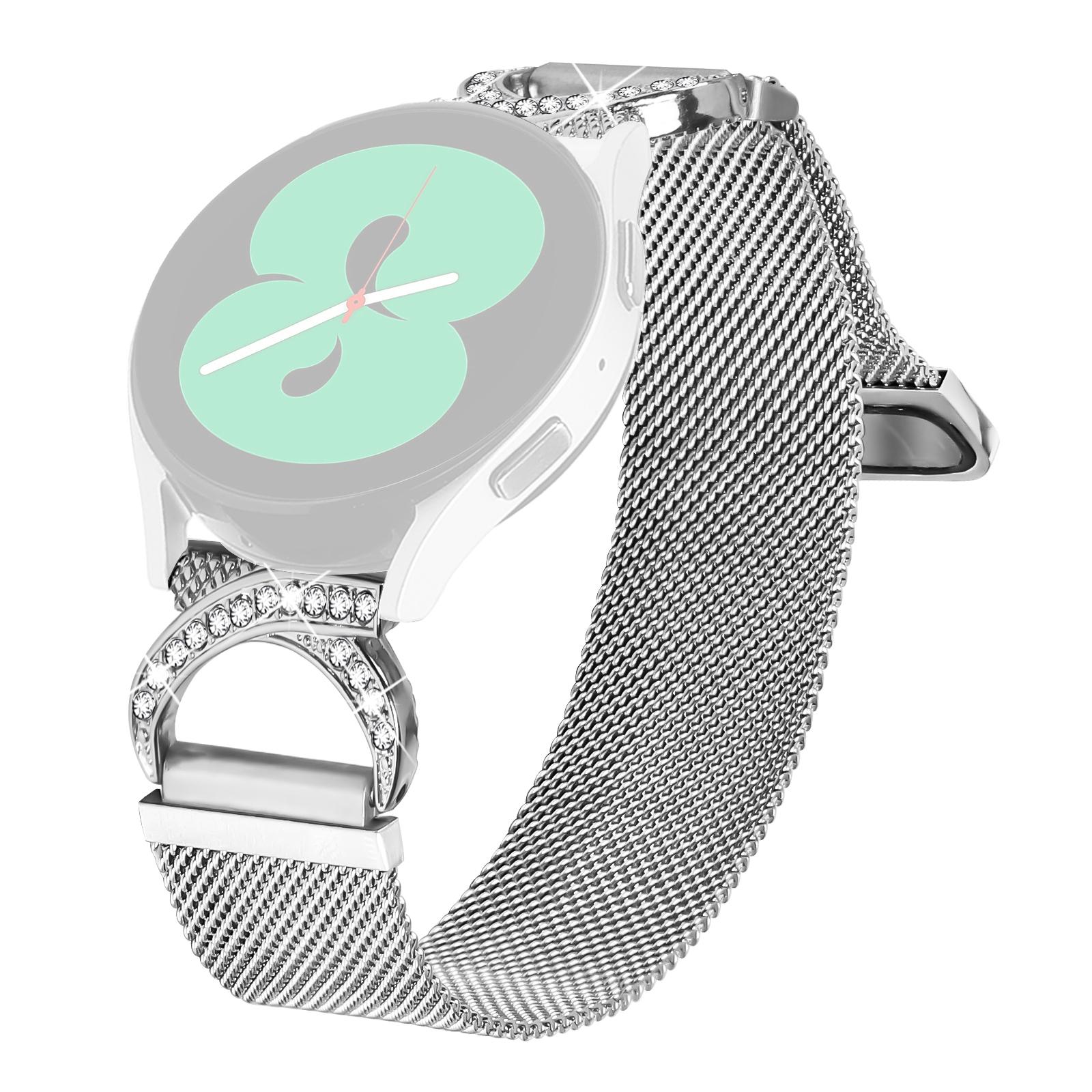 

Watch Band for GarminMove Luxe/Vivomove Luxe Milanese Silver Metal Strap Rhinestone Decor As shown A