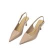 Nude High Heels Summer Women's Stiletto 2025 New Patent Leather Pointed Single Shoes with Empty Bag Head Sandals Women