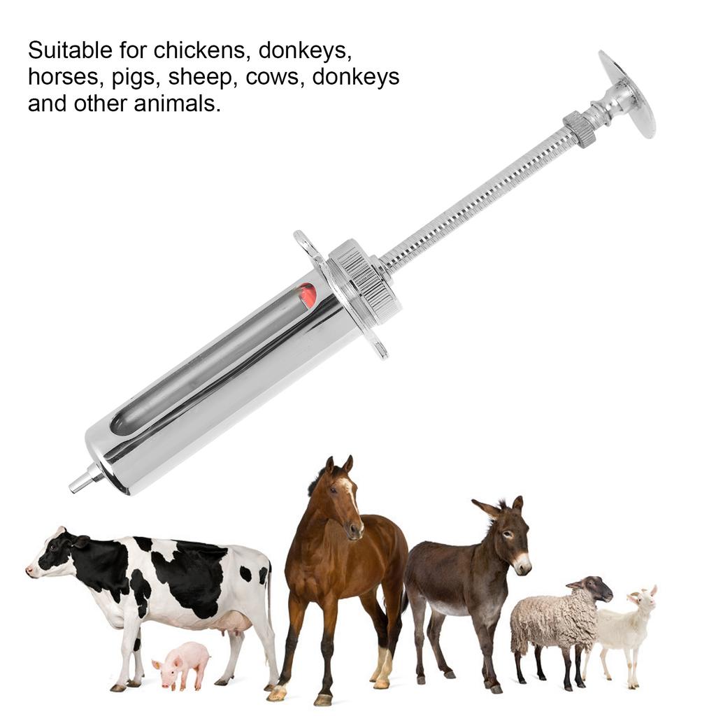 Metal Veterinary Syringe Safe Accurate Scale Animal Syringe for Chicken Sheep Cow