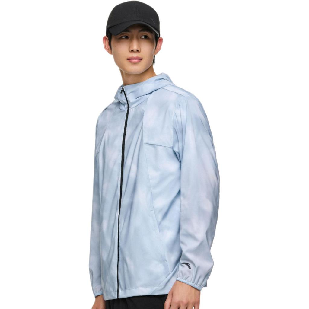 Anta Full Print Zip-Up Hooded Lightweight Sun Protection Jacket Men Jackets Light-Blue 152427621-1