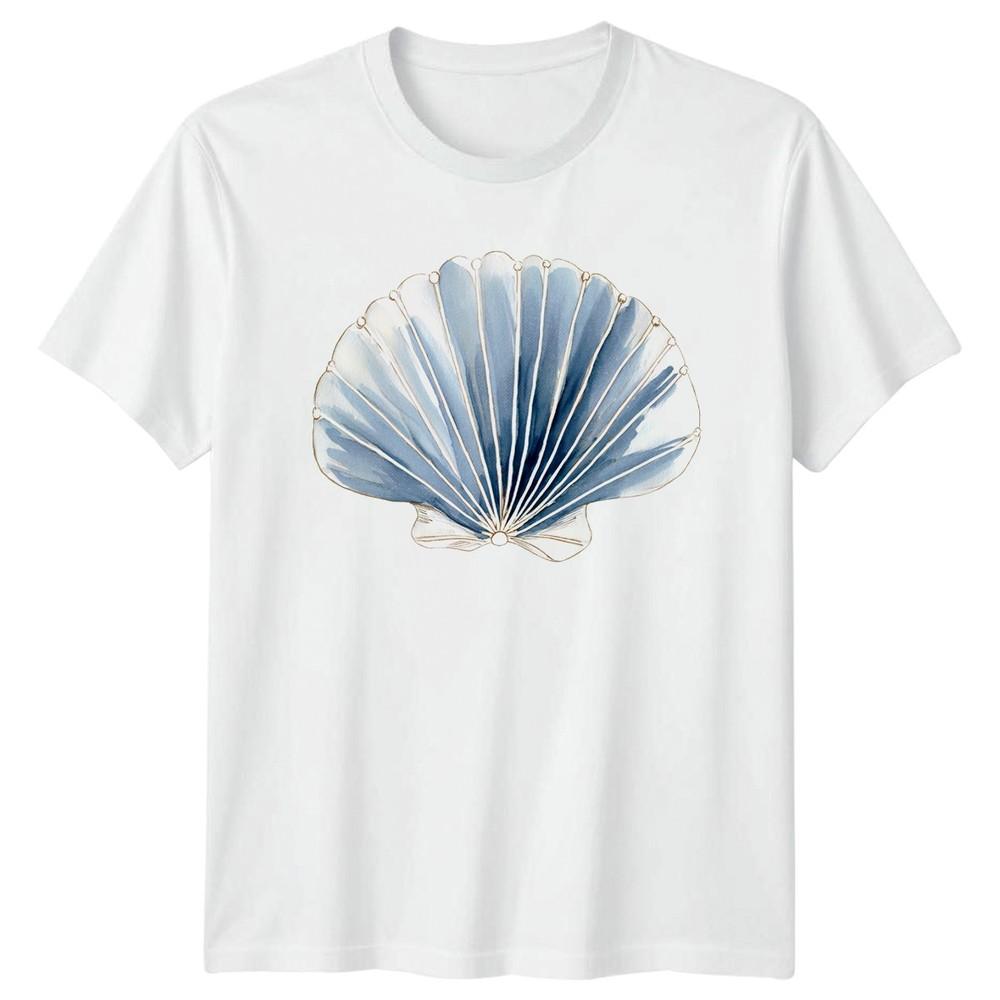 Watercolor Seashell Ocean Seashells Unisex Unisexs T Shirt Graphic Tee Beach Style S