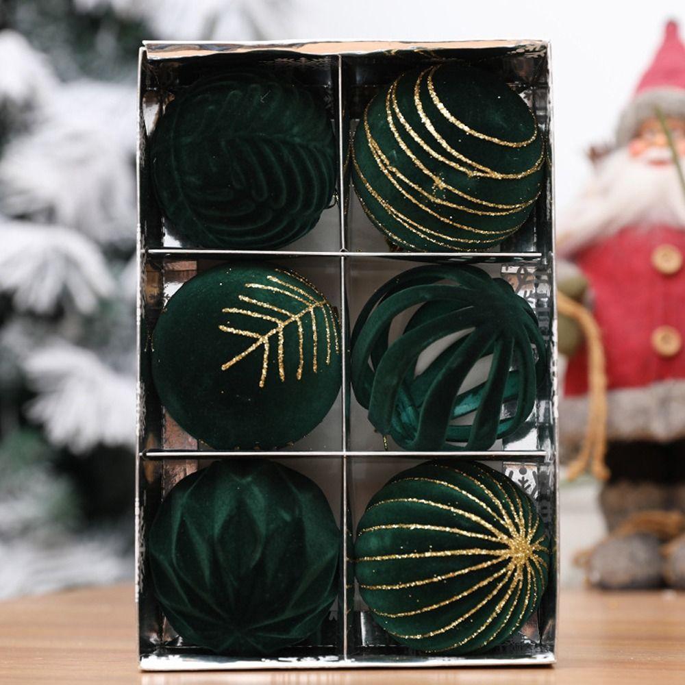 6pcs 8cm Christmas Pendant Ball Cartoon Christmas Tree Hanging Decoration Home Xmas Decor