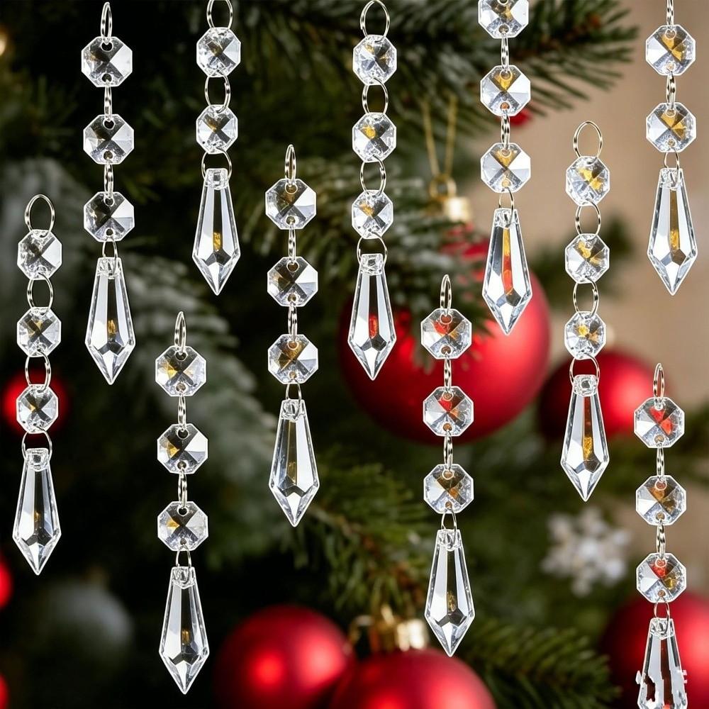 30Pcs Sparkling Christmas Snowflake Ornaments Clear Acrylic Christmas Tree Charms Xmas Decoration