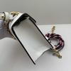 [Pre-Owned] Sylvie Gold Buckle Striped Web Leather Mini Tote Shoulder Crossbody Bag - Very Good #119GX9R