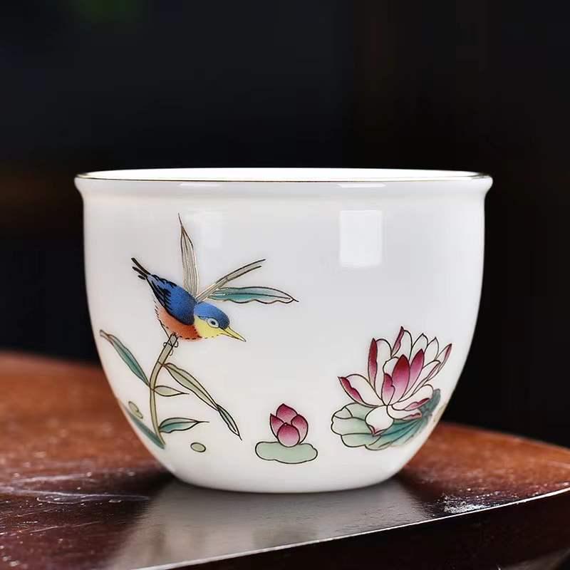 Sheep Fat Jade Porcelain Teacup: Chinese Ceramic Master Cup for Tea Tasting