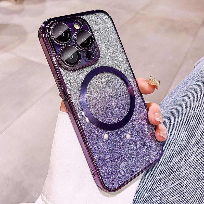 Applicable To IPhone17 Promax Mobile Phone Case New Electroplated Magnetic 14 Apple 16 Protective Case 15 Gradient Glitter