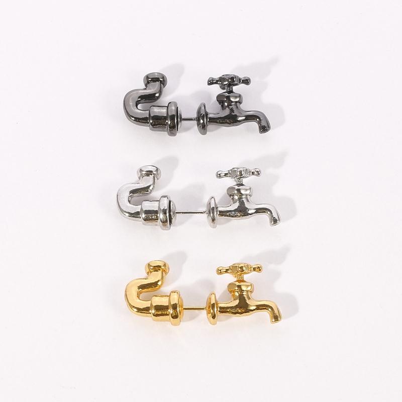 Orecchini a Bottone Rubinetto Stile Punk Rubinetto Bottone Orecchini Strani per Donne Uomini Piercing Gioielli per Orecchie Novità Orecchini Divertenti