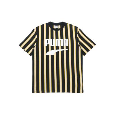 Striped Logo Short Sleeve T-Shirt Men Tops Black 599911-01