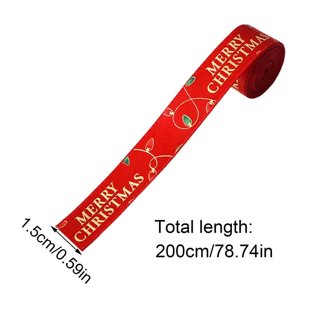 2.2 Yards Christmas Ribbon Printed Christmas Polyester Ribbon Handmade Gift Packaging Holiday Ribbon Christmas Tree Decorations