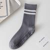 Einfarbige Yogasocken aus Baumwolle bis zur Mitte der Wade, rutschfeste Sportsocken mit Silikonunterseite, für Damen, für Indoor-Fitness, Trampolin, Tanz, Pilates