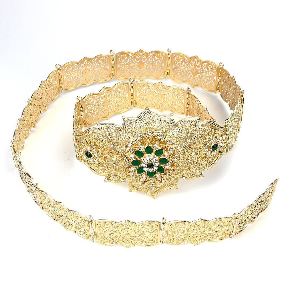 Cadena de cintura de boda de color dorado con cinturón de mujer de metal con longitud ajustable