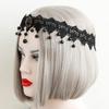 Beads Black Hairbands For Women Girls Neo-Gothic Flower Lace Tiara Headdress Female Halloween Party Fashion Noble Jewelry