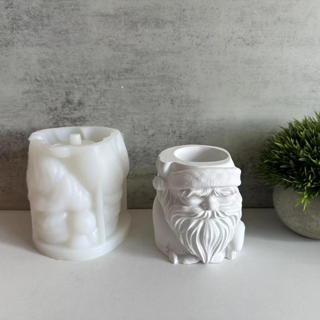 DIY Santa Claus Pot With Holes Silicone Mold Christmas Pot Plaster Cement Mold