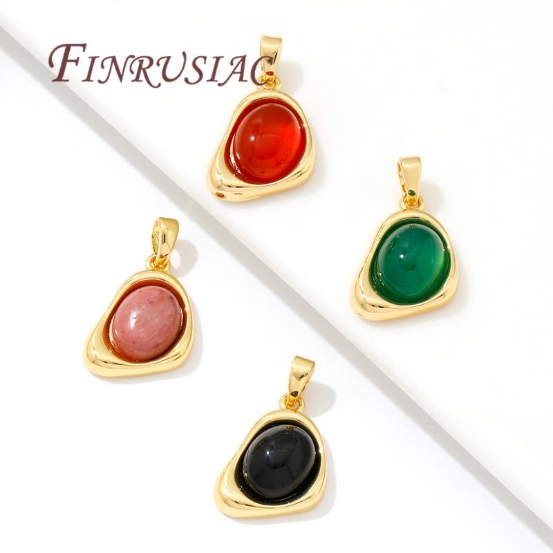 18K Real Gold Plated Natural Stone Charms For Jewelry Making,Pendants For Necklaces Making Accessories,DIY Jewelry Findings
