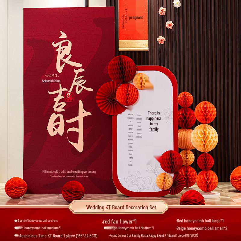 Three-Dimensional Double Happiness Wall Ornament for Wedding Room Decoration Sets