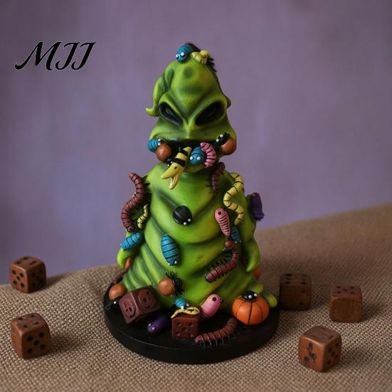 Secret Room Gothic Decor Rotting Creature Halloween Figurines, Green Horror Statue with Colorful Worms, Resin Yard Party Props for Patio Garden Indoor