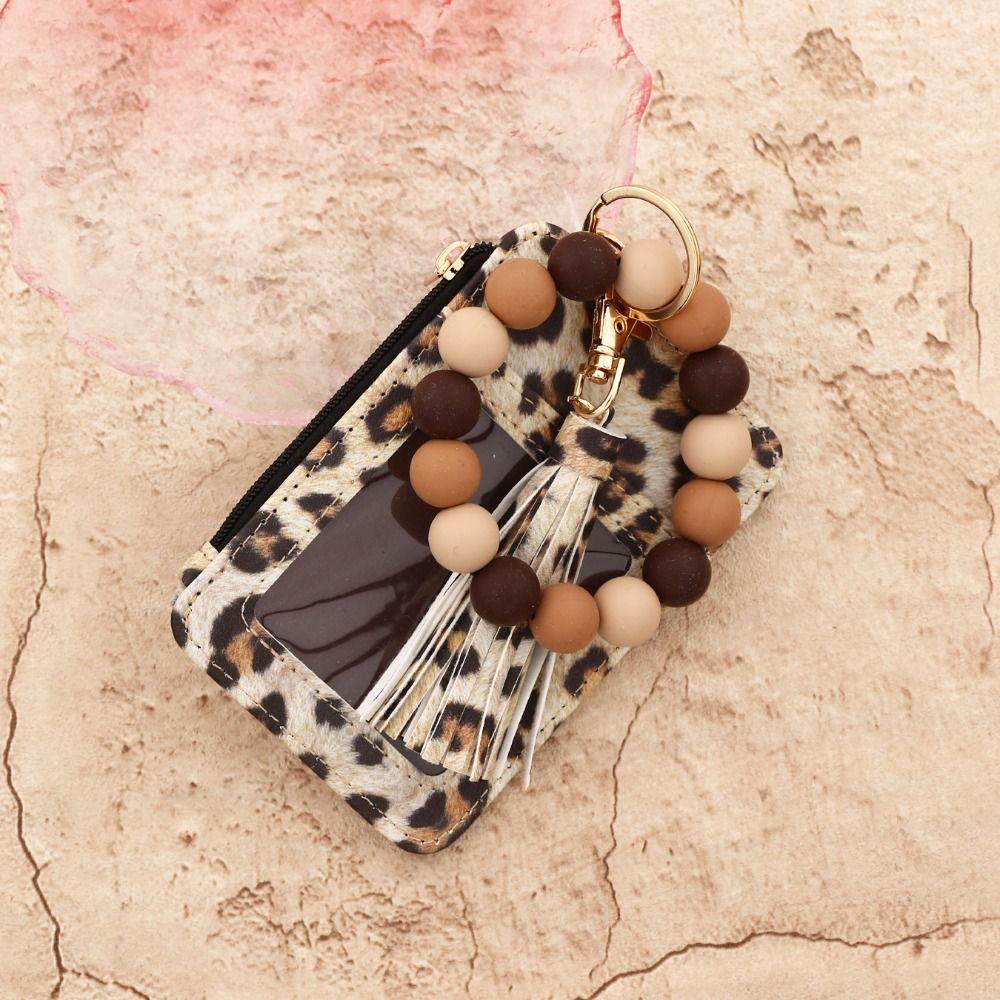 Faux Leather Card Holder Bracelet Keychain Wristband Card Case Keyring  Fashion Accessory