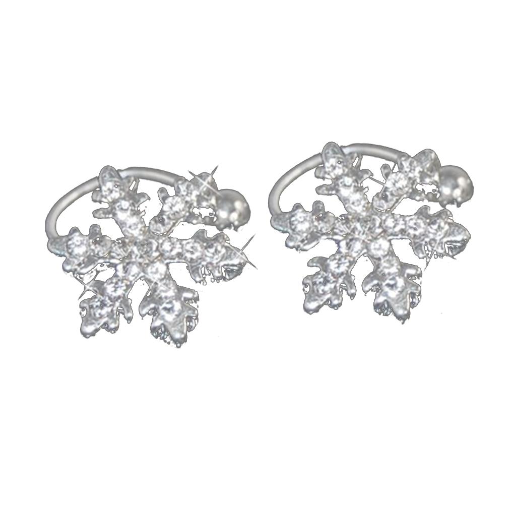 Women Shiny Rhinestone Little Snowflake Style Painless U Shape Invisible Ear Clip Students