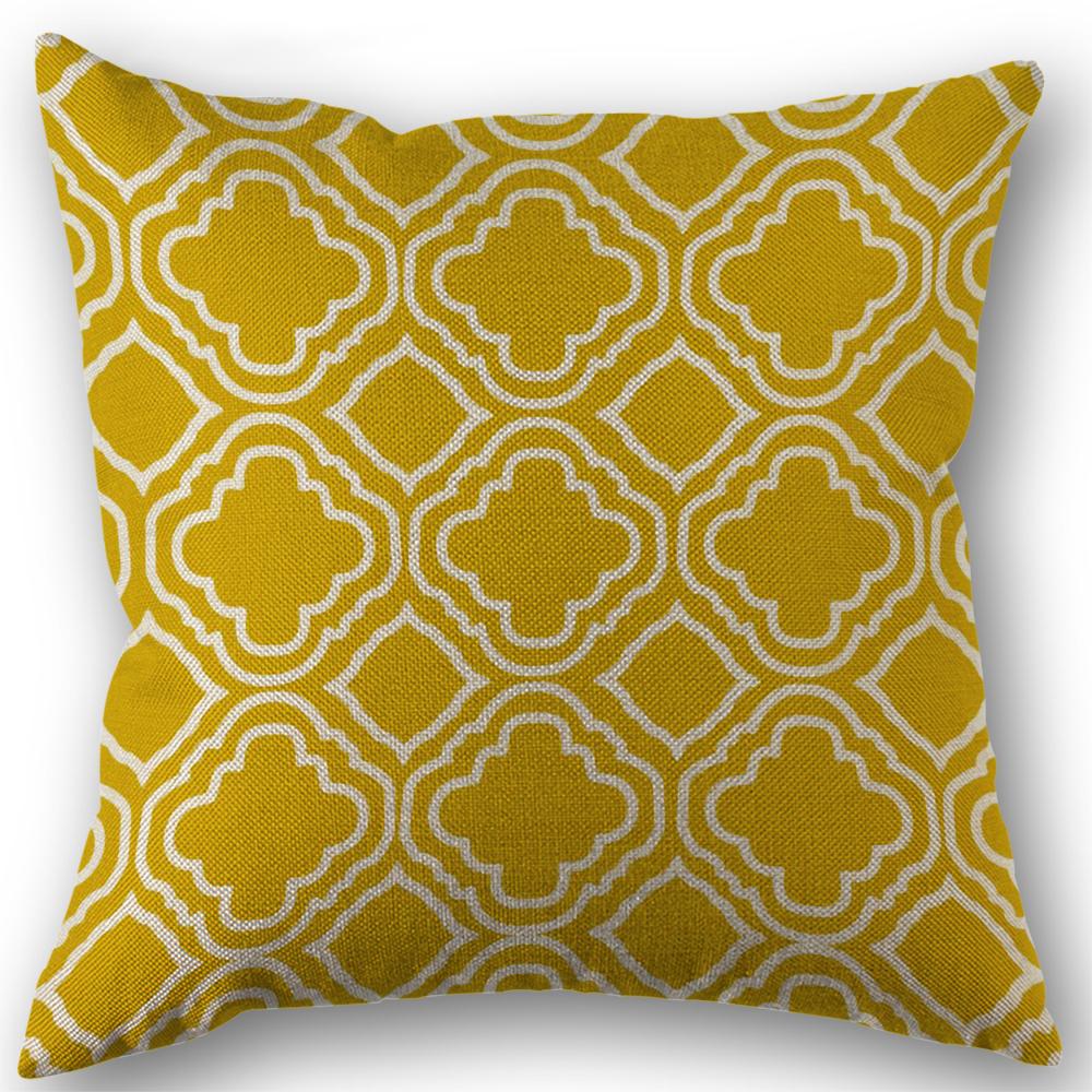 45X45Cm Linen Polyester Cushion Cover Abstract Geometric Grids Stripe Throw Pillowcase For Sofa Home Decor Pillows Case