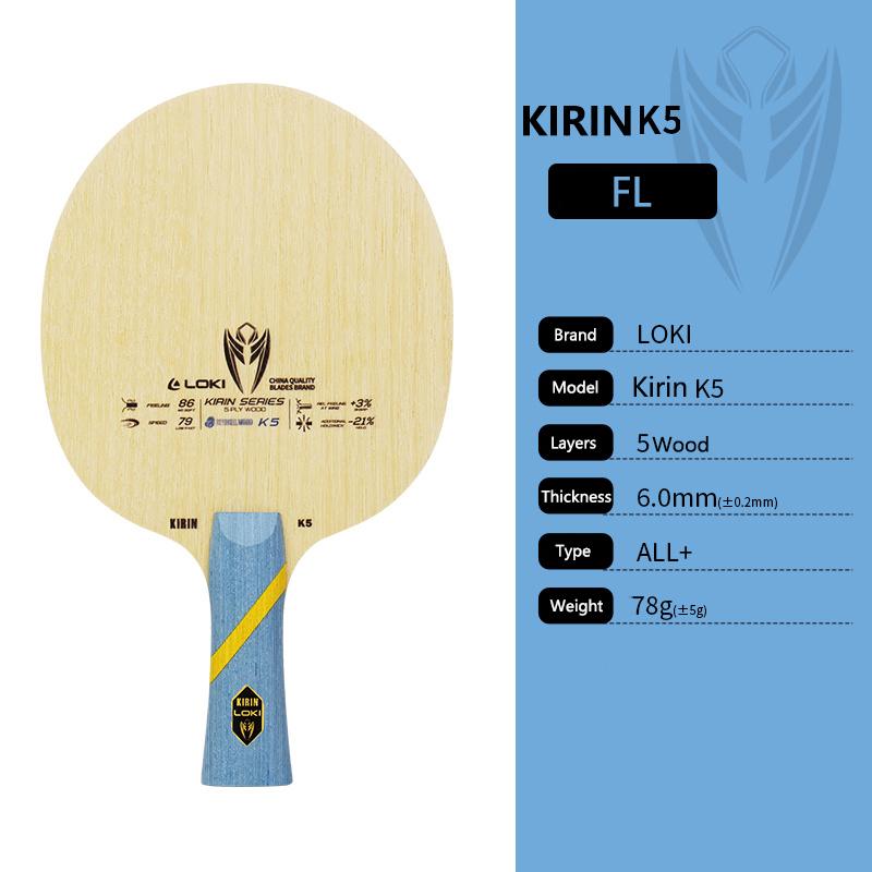 Raqueta de tenis de mesa LOKI original Pala de ping pong KIRIN K5 K6 K7(5Madera/7Madera) Hoja de ataque rápido