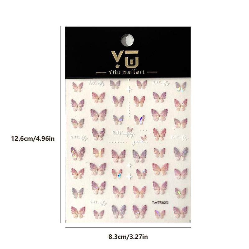 

1Sheet Laser Cut Self-Adhesive Manicure Decorations Nail Art Supplies 3D Shell Light Butterfly Nail Art Adhesive Stickers
