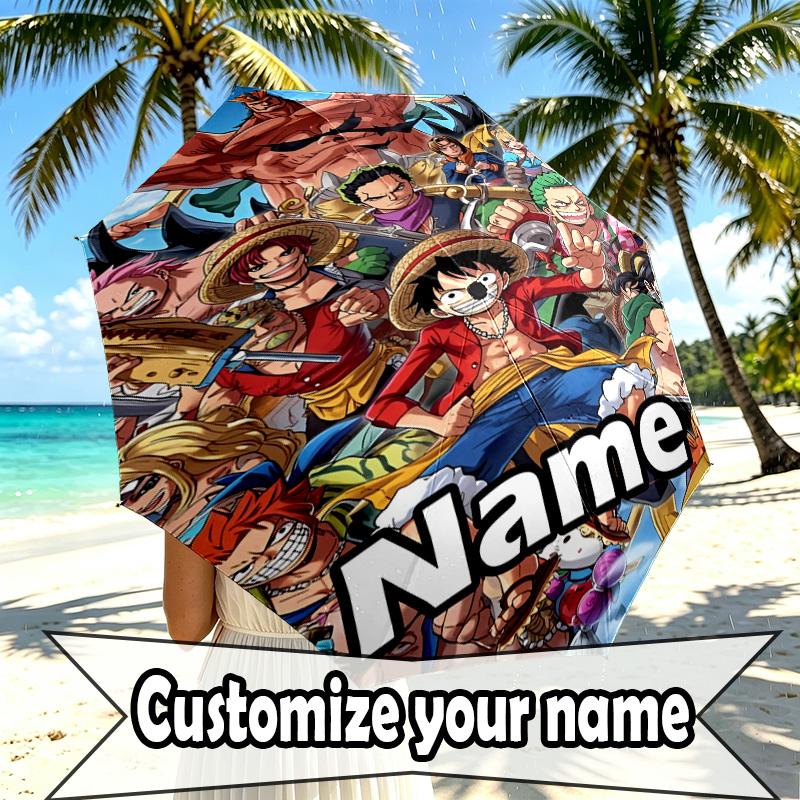 Custom Name Personalized One Piece Print Umbrella, Auto Open Close, 8‑Rib Sturdy Frame, Commute Camping Hiking Use, Birthday Gift
