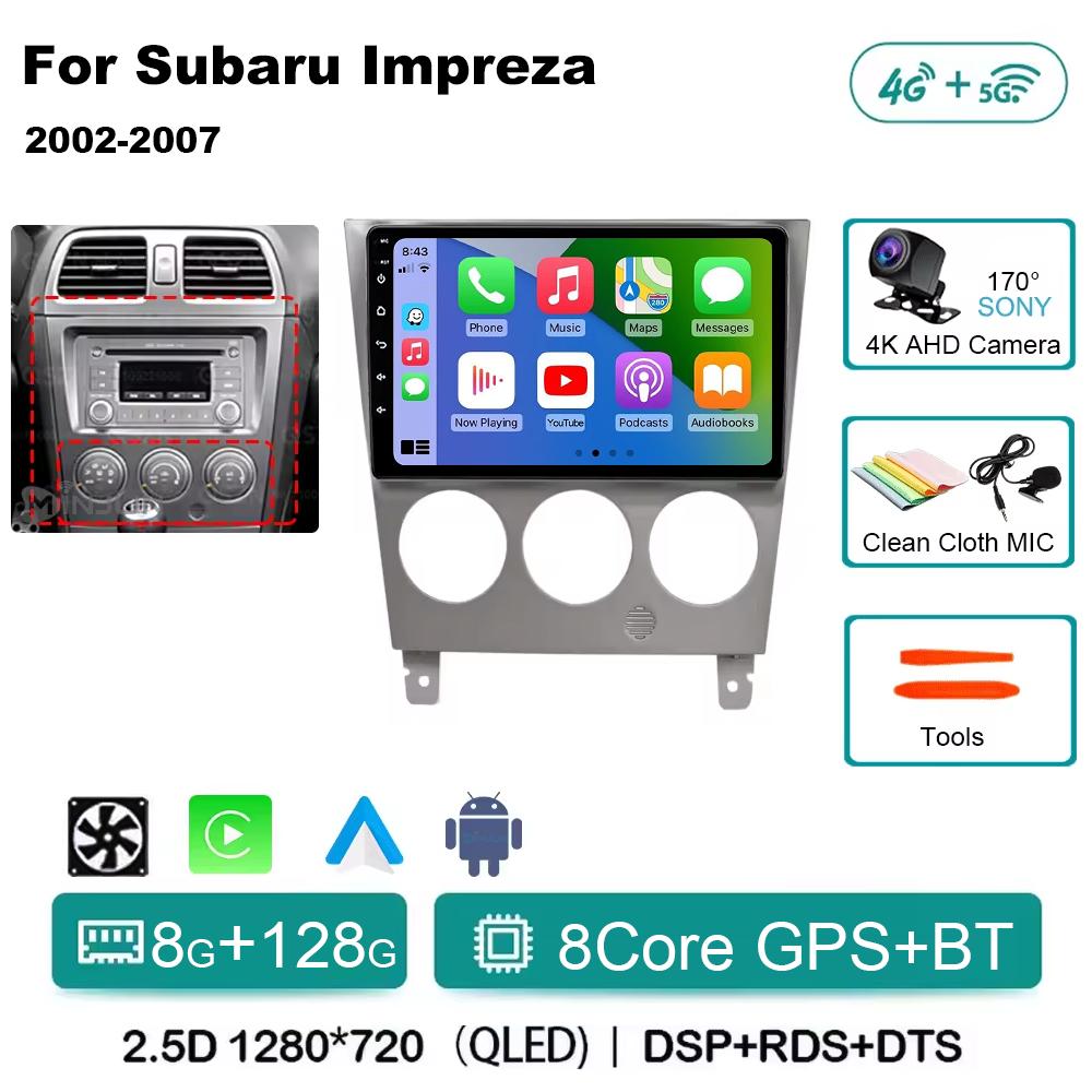 Android 14 For Subaru Impreza GD GG 2002 - 2007 Qualcomm Car Radio Multimedia Player Stereo Navigation GPS Wireless Carplay Auto