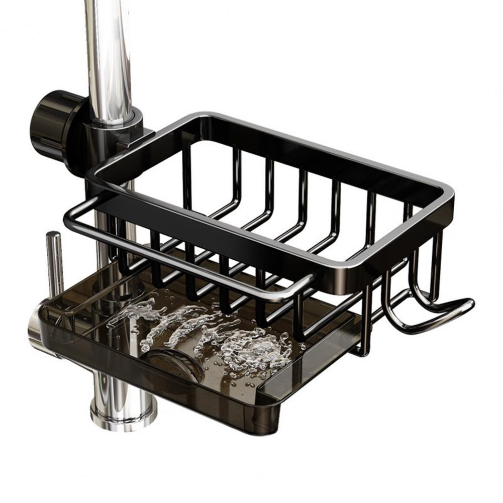 Spülbecken-Wasserhahn-Organizer-Rack, Geschirrschwammhalter über dem Wasserhahn, schnelltrocknendes Design, multifunktionaler Aufbewahrungshalter für Küche und Bad