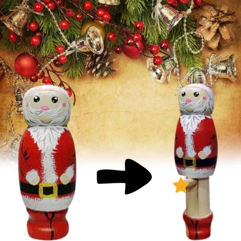 Unique Funny Santa Wooden Puppet Handcrafted Beech Wood For Christmas Decor Gifts