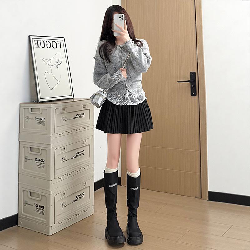 Black floral skirt women's summer new high waist thin small a word short skirt fluffy cake skirt