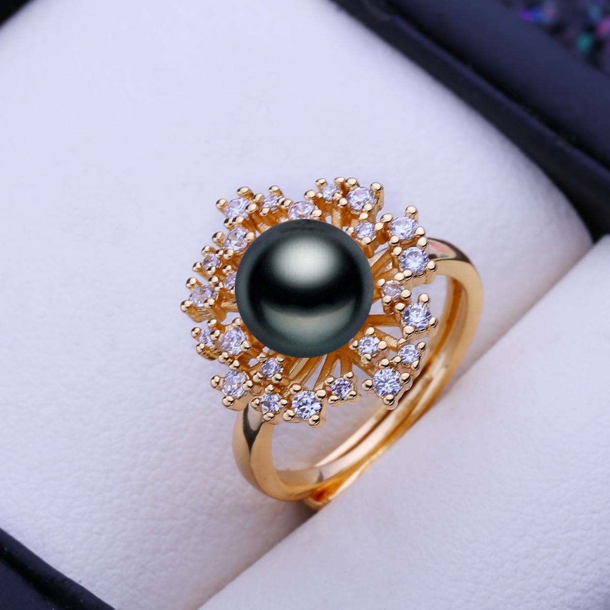 

LSOOYH Натуральные пресноводные жемчужные кольца для женщин Богемный цветок золотого цвета вечерние кольца жемчужные украшения подарки на годовщину чёрный
