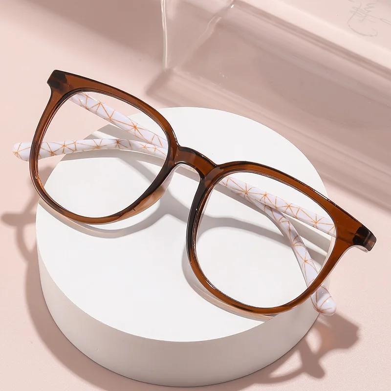 Fashion Oversized HD Anti Blue Light Reading Glasses Floral Pattern Comfortable Presbyopia Eyewear for Women