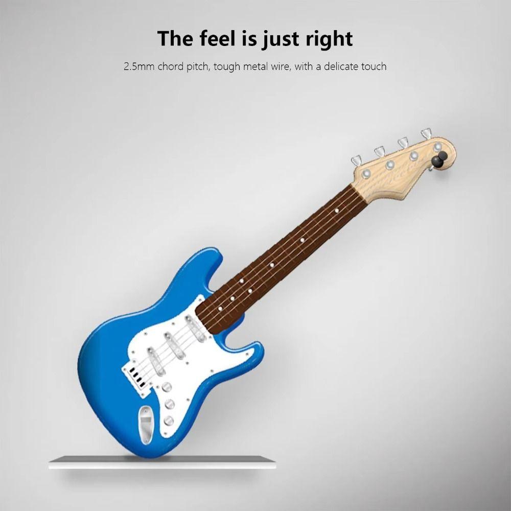 Adjustable String Knob 4 Strings Electric Guitar Playable Musical Instrument Toy  Outdoor Games