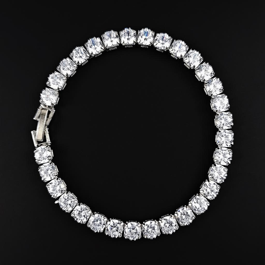 2025 New Luxury Silver Color On Hand 4MM 17CM Princess Bracelet Bangle for Women Anniversary Gift Jewelry Wholesale S5650