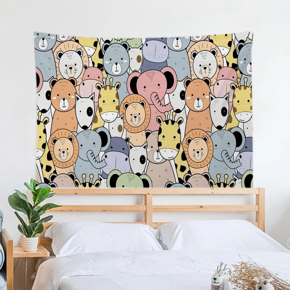 Мультяшный кот Простой гобелен Офис Гостиная Украшение Домашний Настенный Гобелен 100x75cm — фото 5