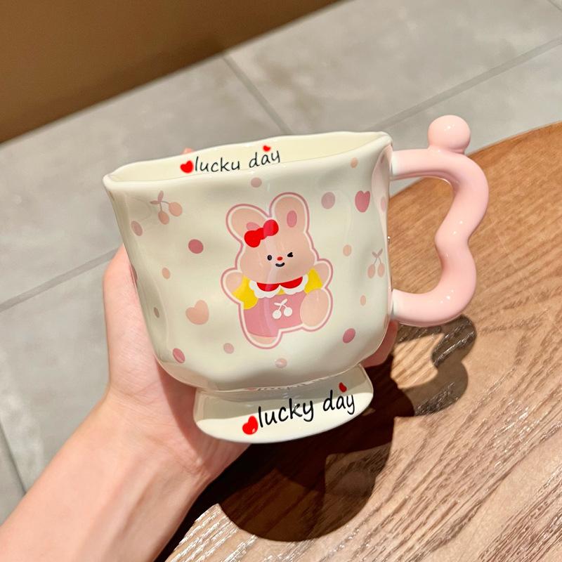 Ins Cute Cartoon Goblet Pacha Dog Mug Water Cup Couple Ceramic Cup Birthday Gift Girls Practical